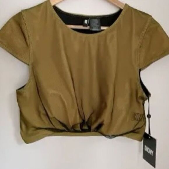 🛍️DKNY Women’s Cropped Mesh Overlay Bikini Swim Top one piece, Size: M,XL💥 - Picture 9 of 9